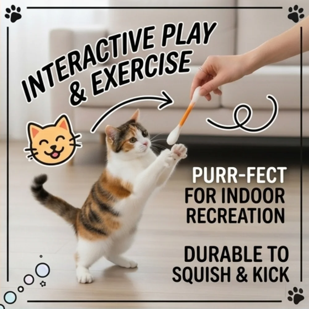 6 Pcs Giant Cotton Swab Cat Toy Interactive Felt Kicker for Indoor Cats Kitten Teething Rope Chew Toy Durable Pet Gift Set