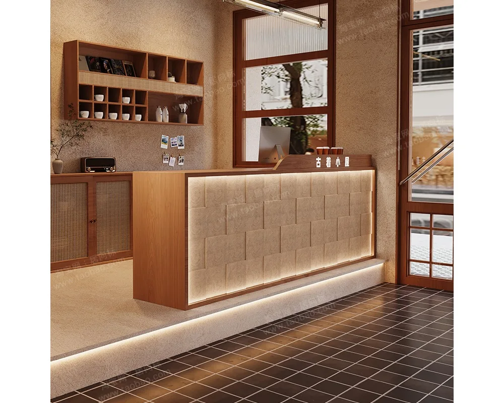 Milk tea shop restaurant bar table checkout page B & B hotel clothing hairdressing company store reception cabinet