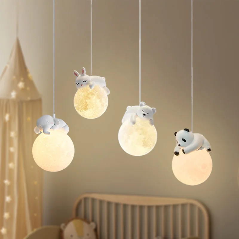 

110-240v Creative Cartoon Animals LED Hanging Bedroom Bedside Hanging Light Chandelier Chandelier Home Decor Fixture