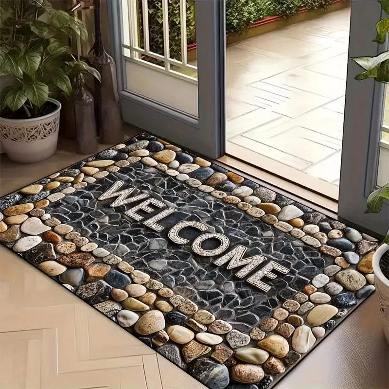 VIKAMA Stone Welcome Carpet Indoor And Outdoor Entrance Non-Slip And Anti-Fouling Doormat Living Room Decorative Floor Mat