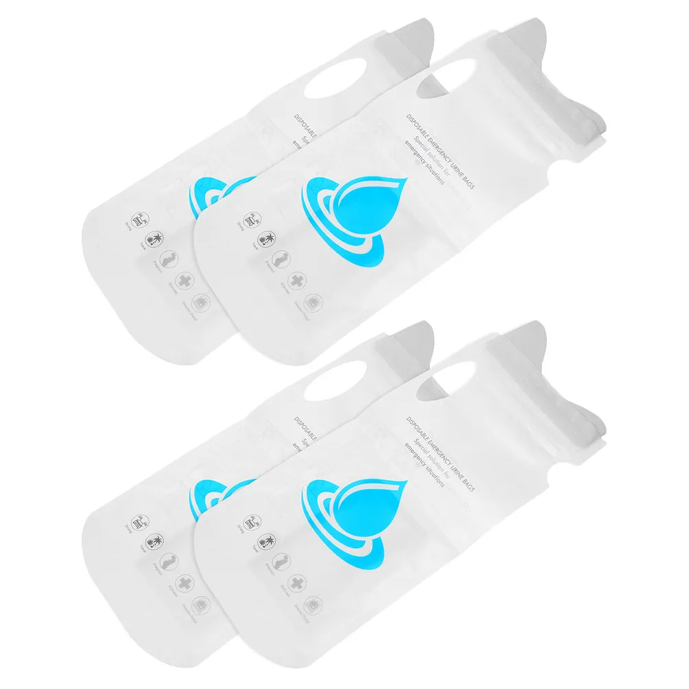 Portable Disposable Urine Bags 4 Pack Emergency Unisex Pee Pouches for Car Travel Camping Outdoor Use