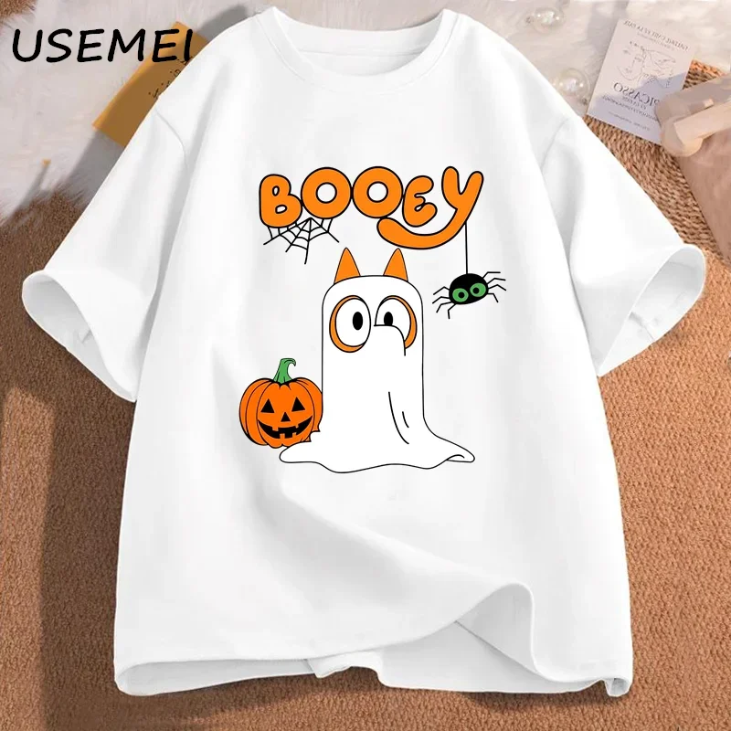 Booey Dogs Halloween T Shirt Women Men Trick or Treat Pumkin Spooky Season Tshirt Cotton Short Sleeve Printed T-shirt Clothes