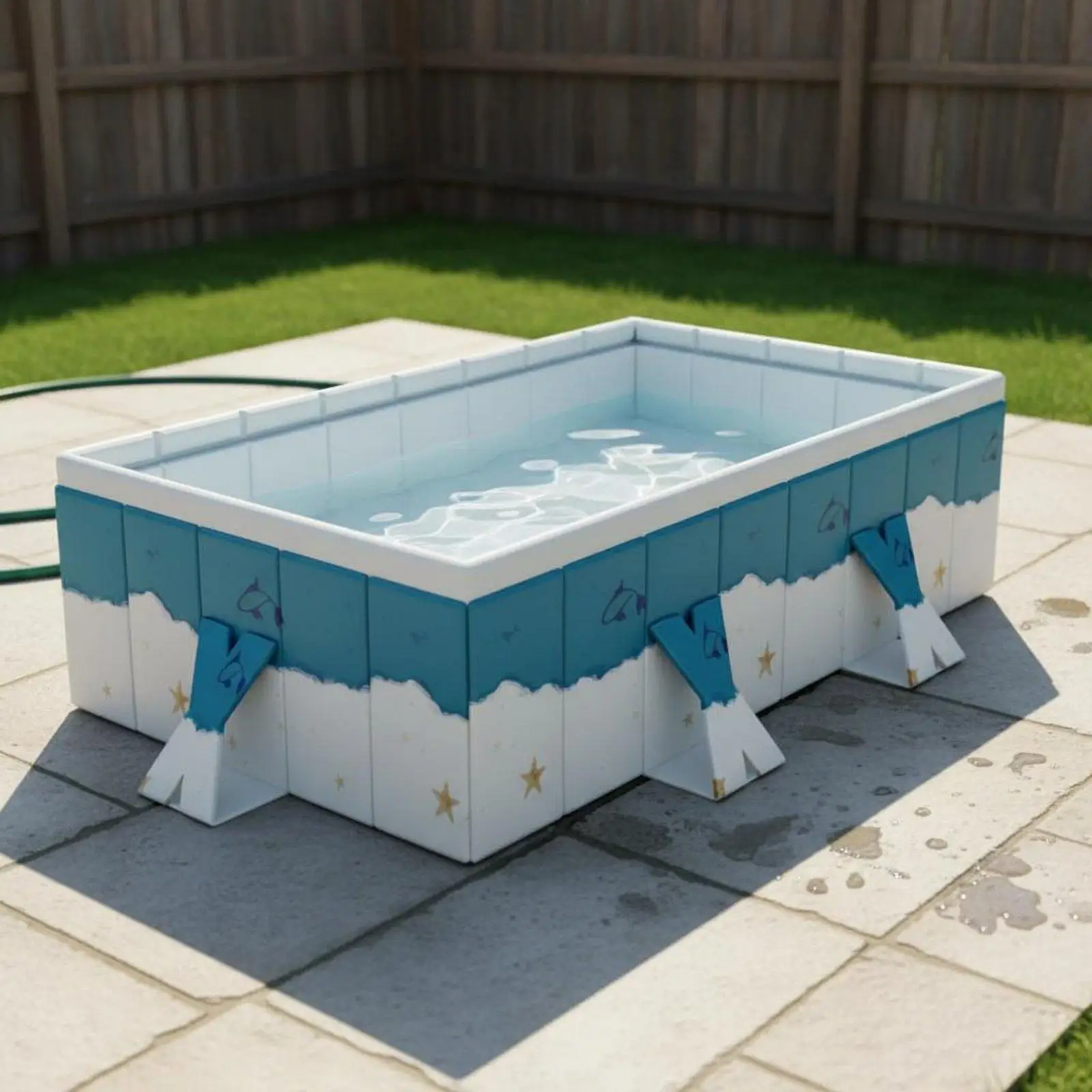 Foldable children's swimming pool with assembly instructions