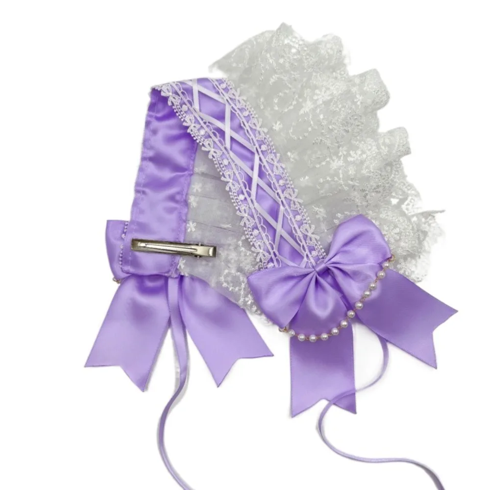

Cute Sweet Lolita Lace Headband Pearl JK Ruffled Hairband Ribbon Bow Hair Accessories Lolita Hair Clip Daily