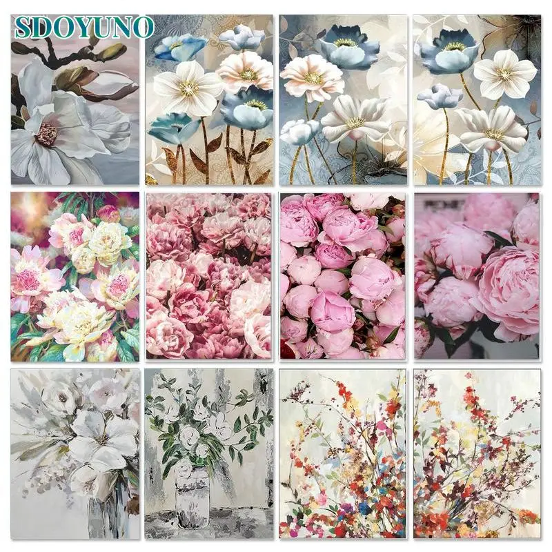 

SDOYUNO 60x75cm Diy Painting By Numbers Kits Flowers Set Acrylic Paint On Canvas By Numbers Modern Wall Art Picture Diy Gift