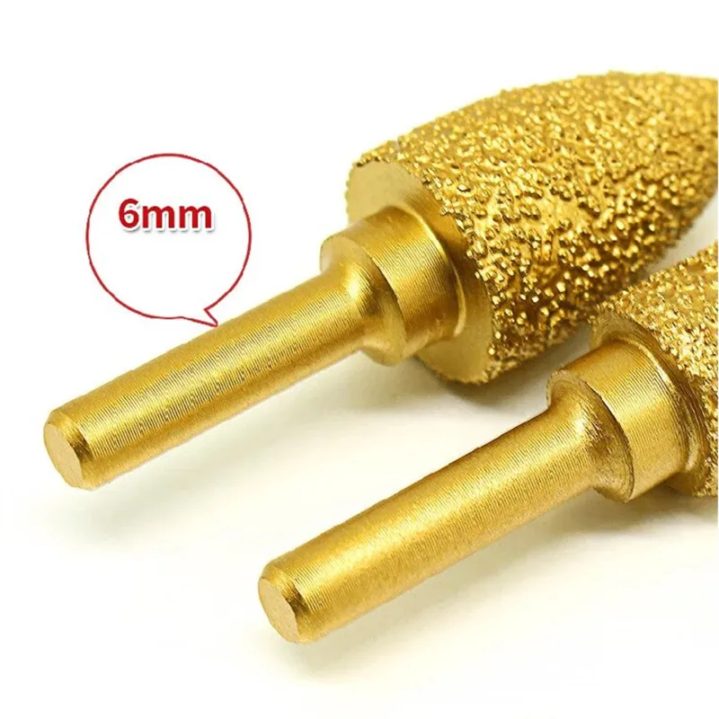 1 Stück 6 mm runder Schaft, vakuumgelöteter Diamantfräser, Schleifkopf, Rotationsfeile für Stein, Grauguss, duktiler Gusseisen, Stahl, Gravur – Detail 2