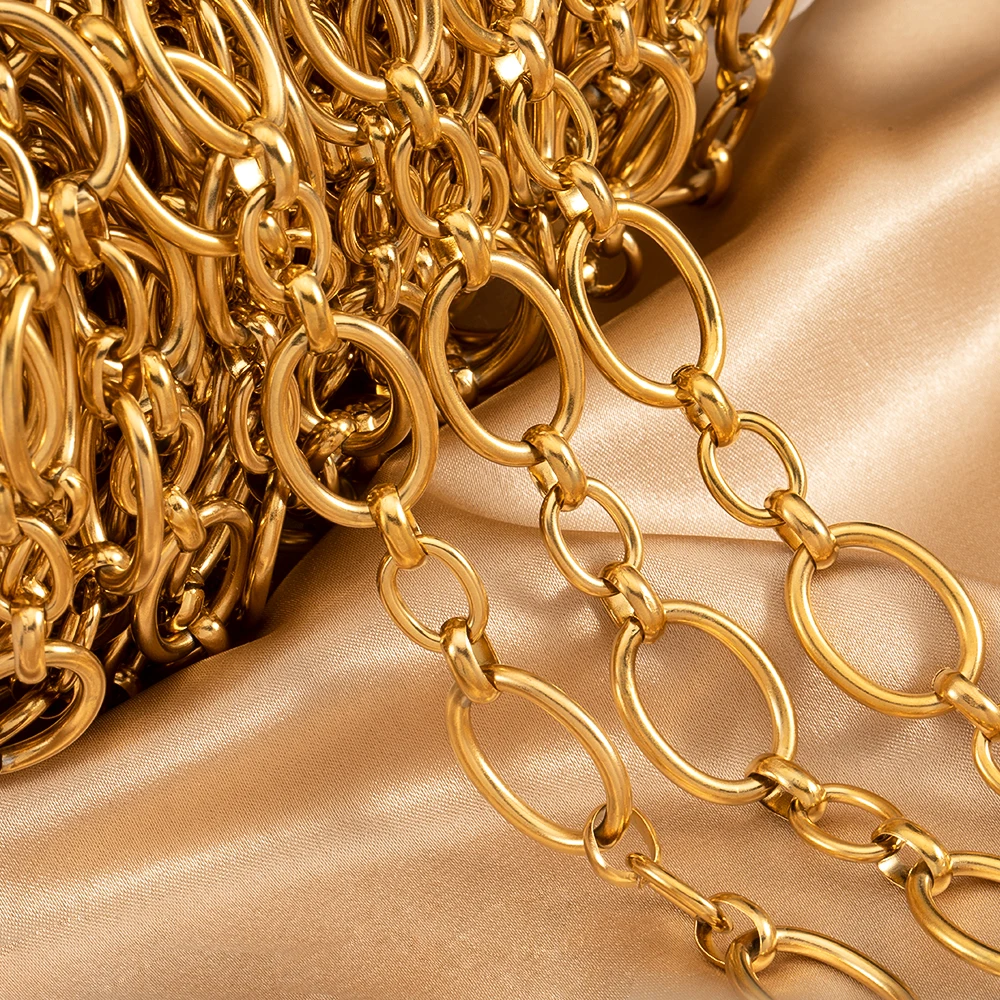 1M Stainless Steel Big Oval Joint Small Circle Link Chains Heavy Chunky Punk Chain DIY Jewelry Making Supplies Necklace Bracelet