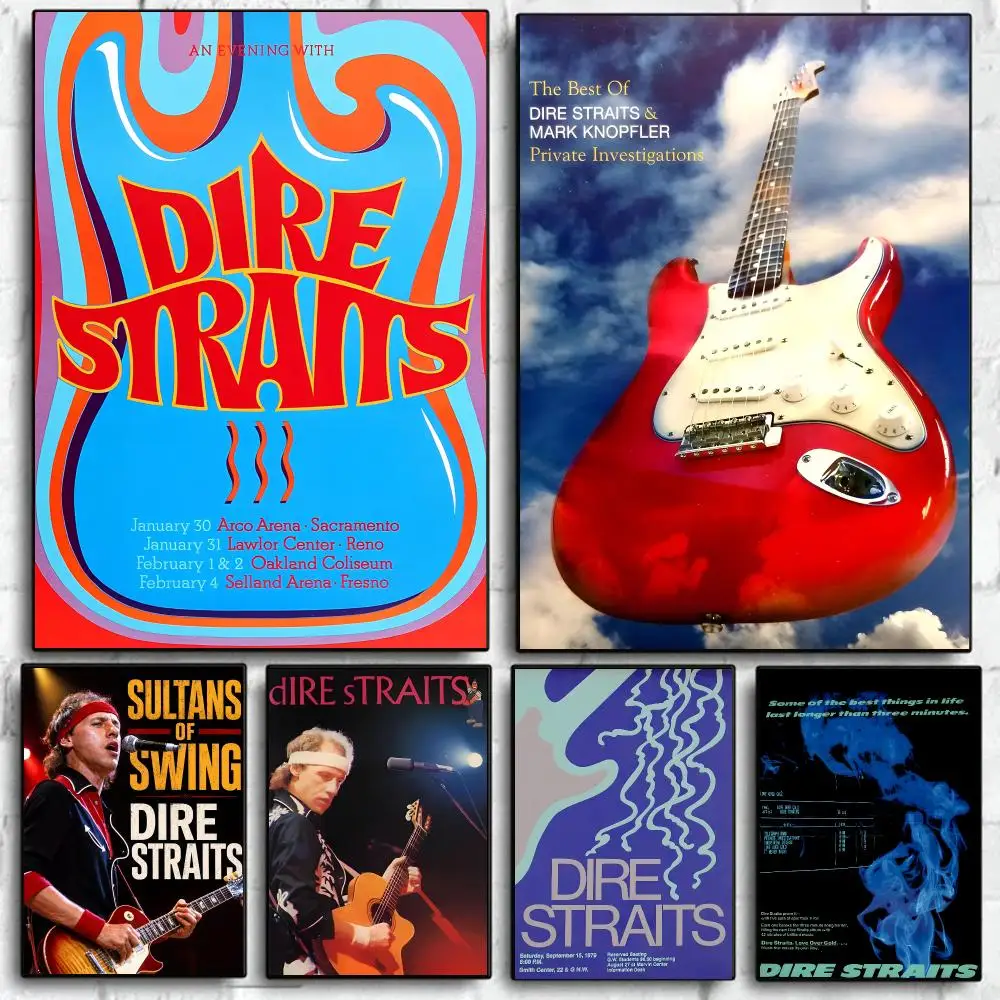 Pop Music D-Dire Straits Poster Self Adhesive Wall Art Decor for Bedroom Living Room Office Home Decor Gift