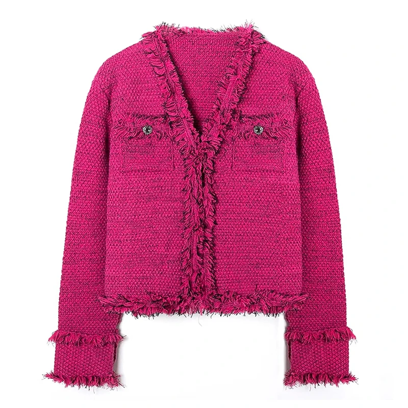 

Элегантное заметное розово-красное пальто с v-образным вырезом, зимняя женская уличная верхняя одежда с длинными рукавами, офисные женские теплые уличные топы