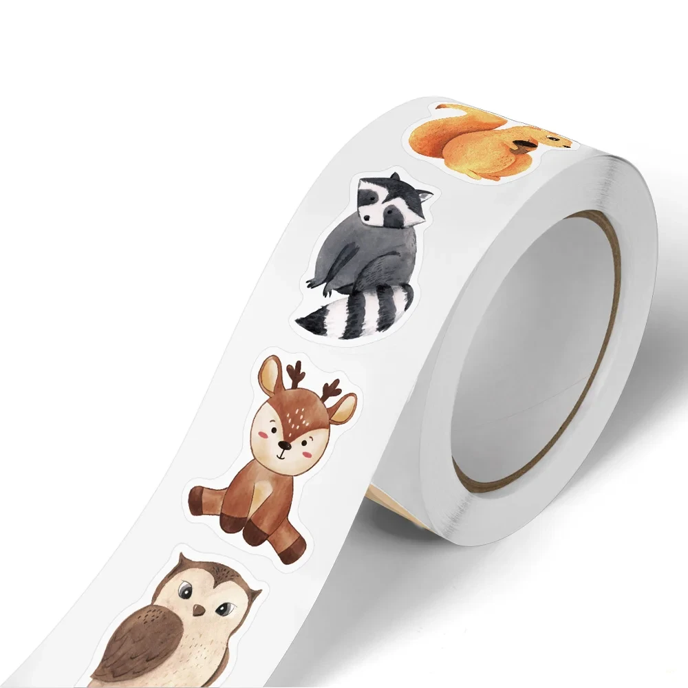 500Pcs/Roll Heterotypic Forest Animals Stickers 2.5cm/1.0'' Art Labels Learning Rewards, Adorn Gifts for Watercup Phone PC Pad image 3