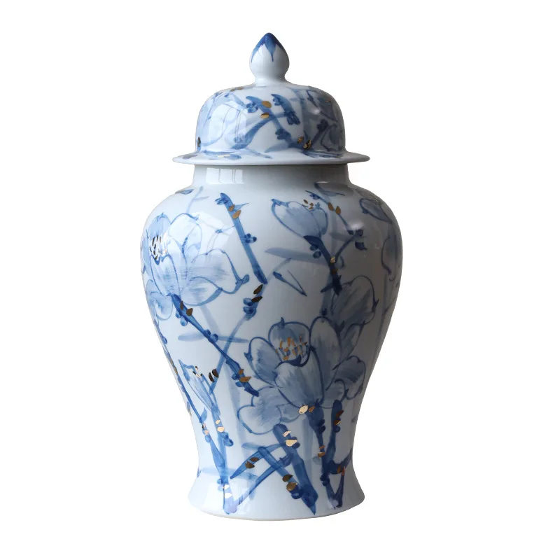 

New Chinese ceramic vase ornament hydroponic blue and white porcelain decoration model room