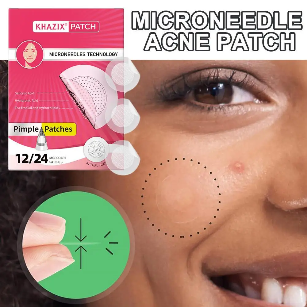 12/24pcs Microneedles Pimple Patches Fade Repair Acne Hydrocolloid Micropoint Pimple Patch Invisible Acne Cover Patches ≤0.3mm