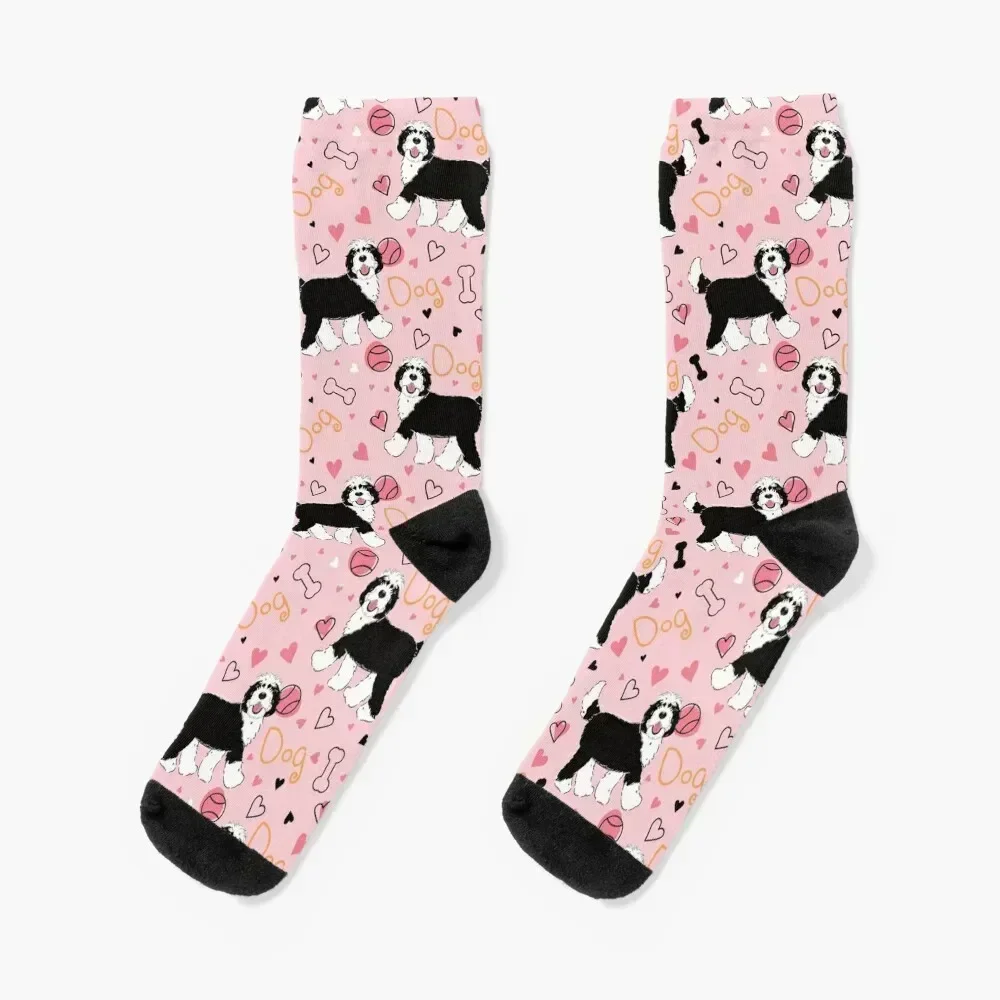 

Cute Black and White Sheepadoodle Dog Socks gifts aesthetic man Women Socks Men's