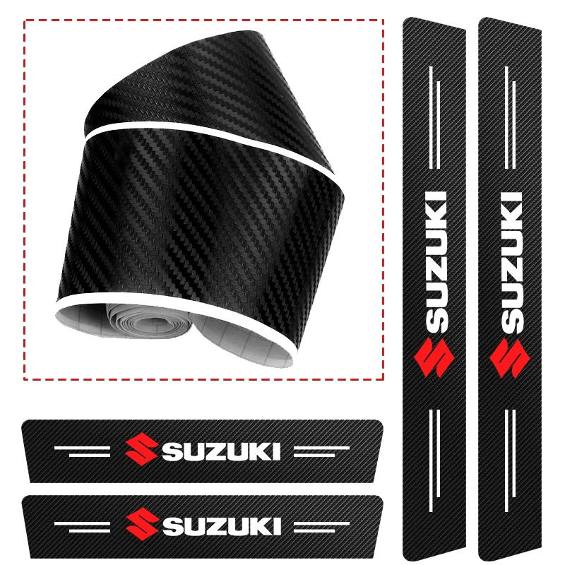 عالية الجودة ألياف الكربون عتبة باب السيارة حامي ملصق لسوزوكي جيمي الساموراي فيتارا سويفت بالينو Ignis سبلاش كايزر شواس