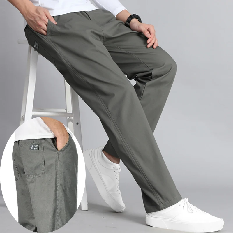 

6XL Plus Size Men's Casual Cotton Pants Relaxed Fit Long Trousers Elastic Waist Drawstring Sweatpants Mens Jogger Pants Autumn