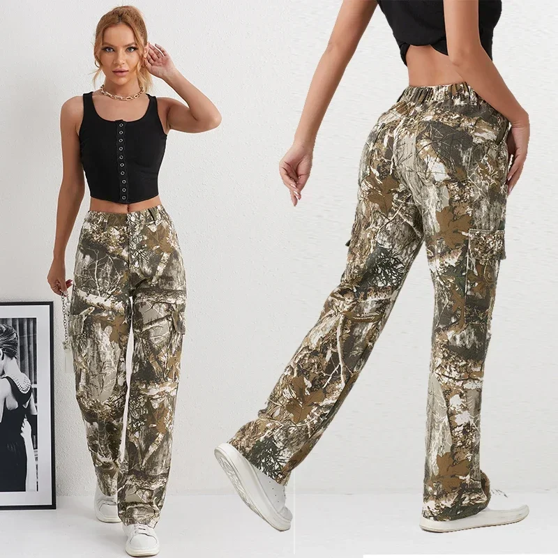 2025 Denim Pants Women's Jeans Camouflage Euramerican High Waist Girl Style Jean Trousers Colorful Straight Leg Wide Leg Pants