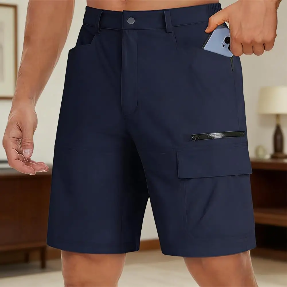 

Men Cargo Shorts Breathable Summer Shorts Men's Cargo Shorts with Multi-pocket Design Button Zipper Fly Outdoor Travel Wide Leg