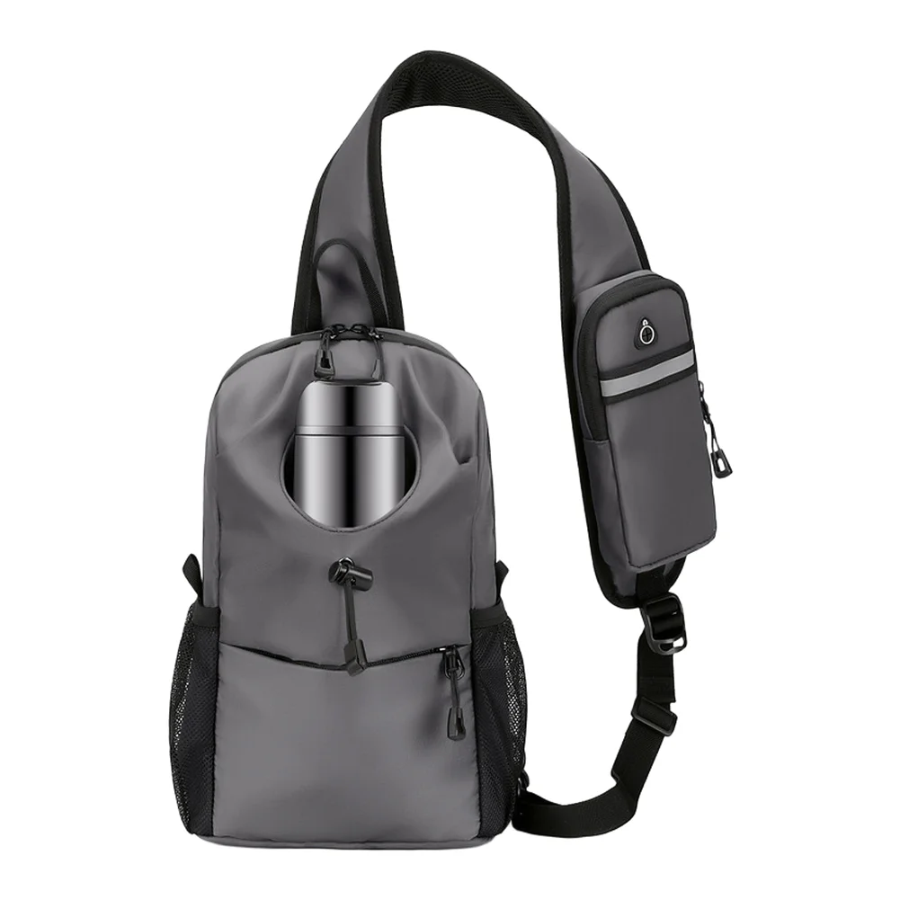 Crossbody Chest Bag Nylon For ultra Light for Men Women with Earphone Port Reflective Trim Reversible Carry Hook System