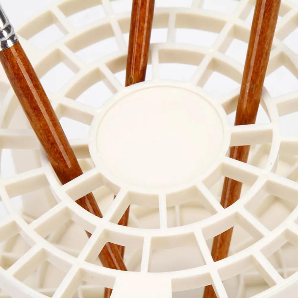Creamy White Plastic Multihole Penholder Brush Organizer for Art Painting Makeup Tools DIY Pen Stand Home School