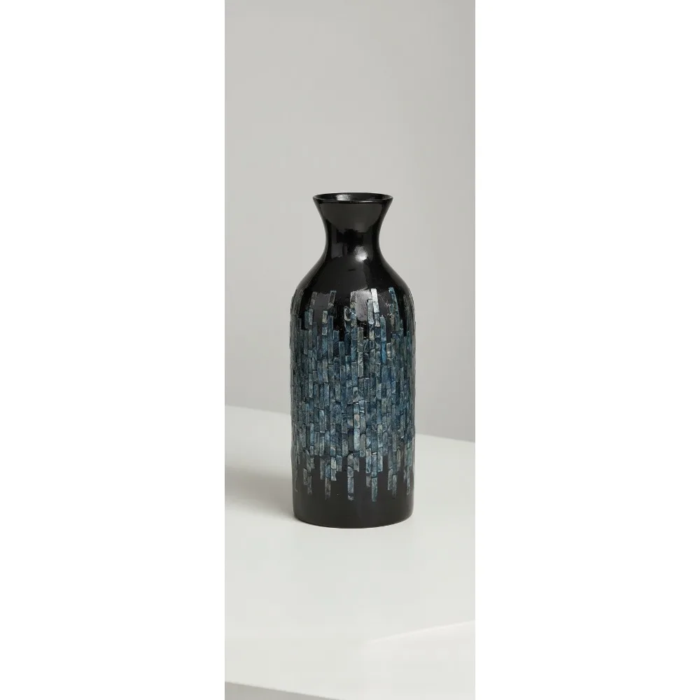 

Handmade Capiz Shell Vase Blue Ombre Design Home Decor Centerpiece Modern Living Room Decoration 8x7x20 Inches
