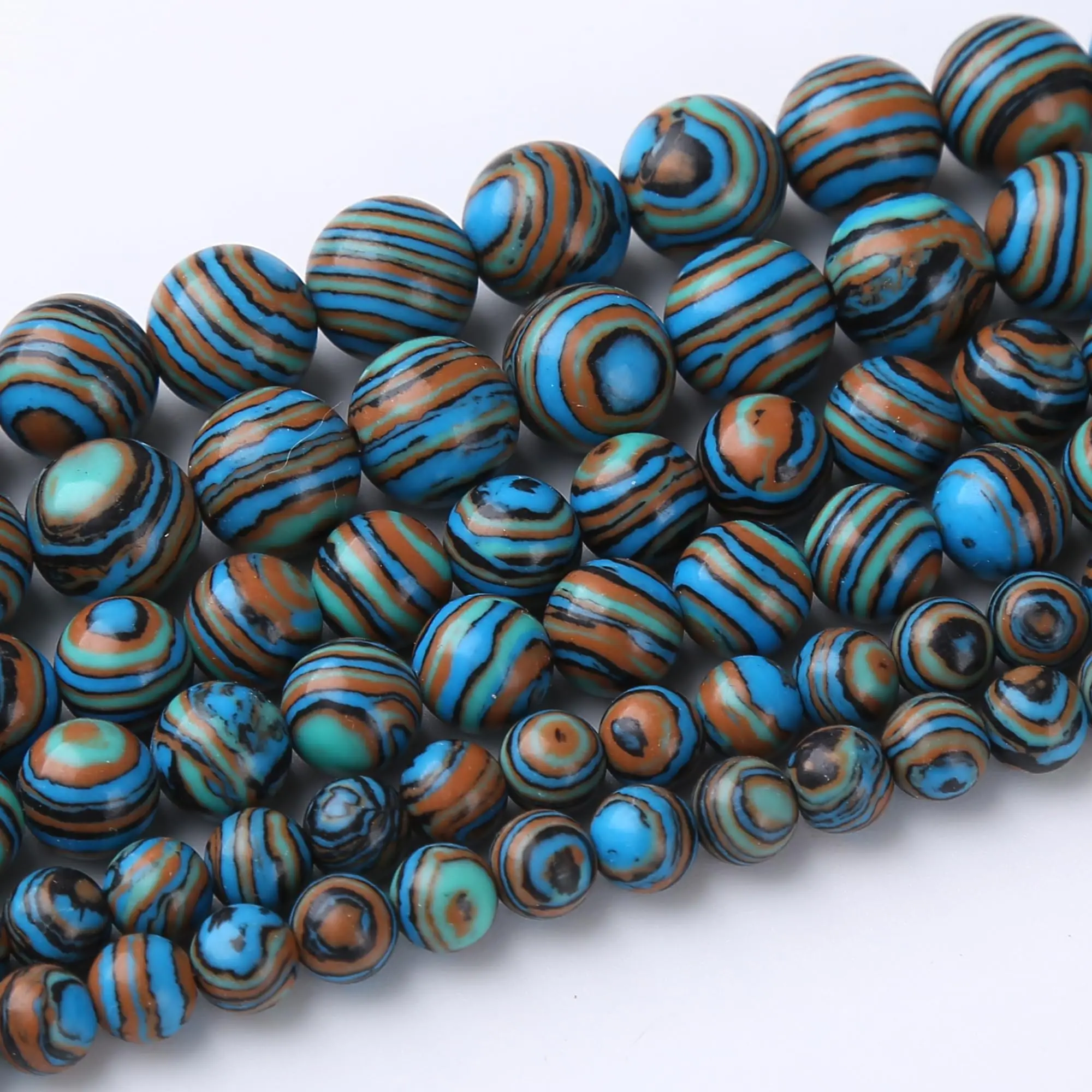 Natursteinperlen, 4–12 mm, blauer Malachit, rund, lose Distanzperlen für Schmuckherstellung, DIY-Armbänder, Ohrringe, Zubehör