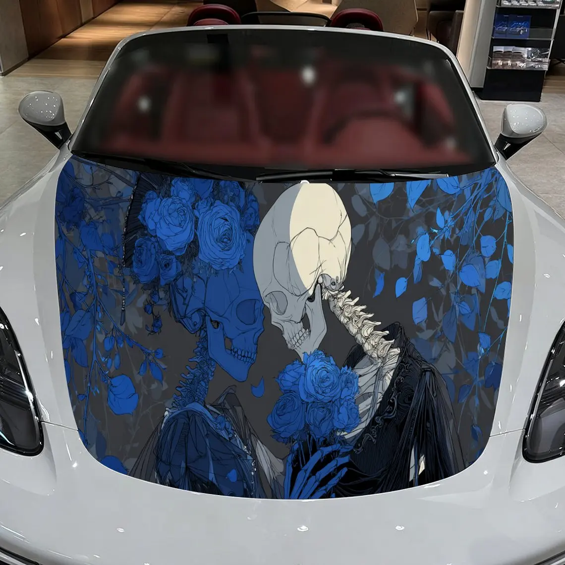 Picture 4: Magical Blue Skeleton Couple Car Cover Sticker, Auto Hood Decal, Car Exterior Scratch Resistant Decal, Trendy Gift for Car Lover