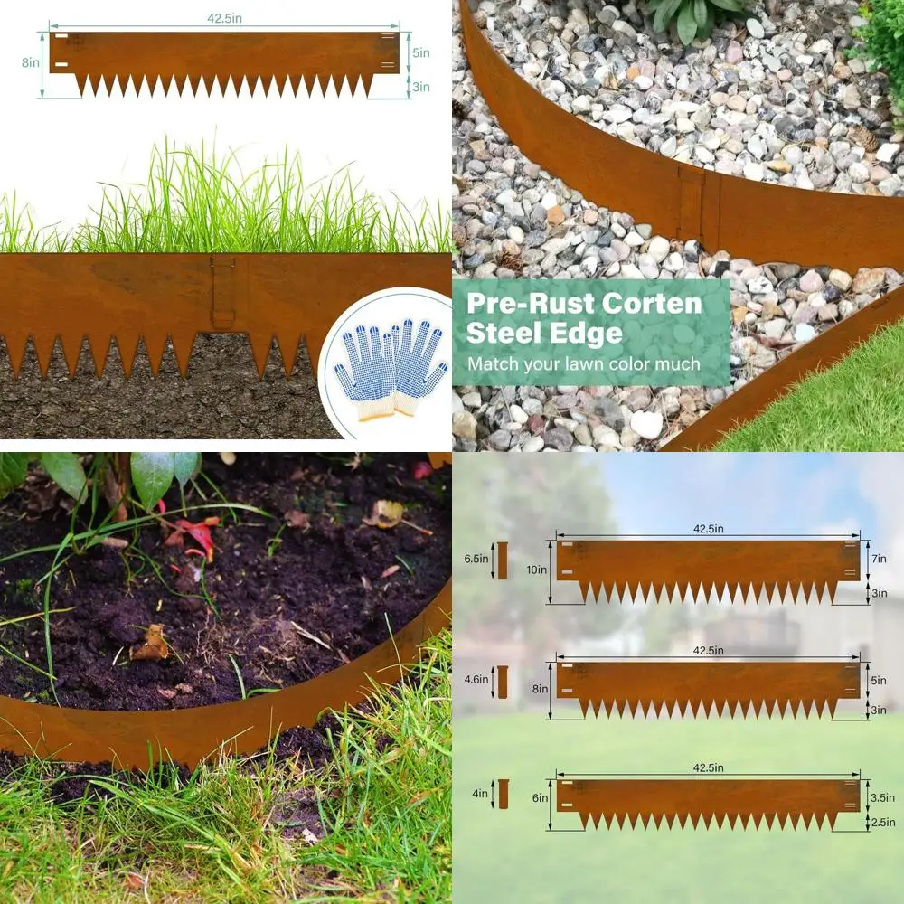 

Металлическая окантовка для сада в деревенском стиле, высота x 40 длина, 6 шт. в упаковке с зажимами и перчатками