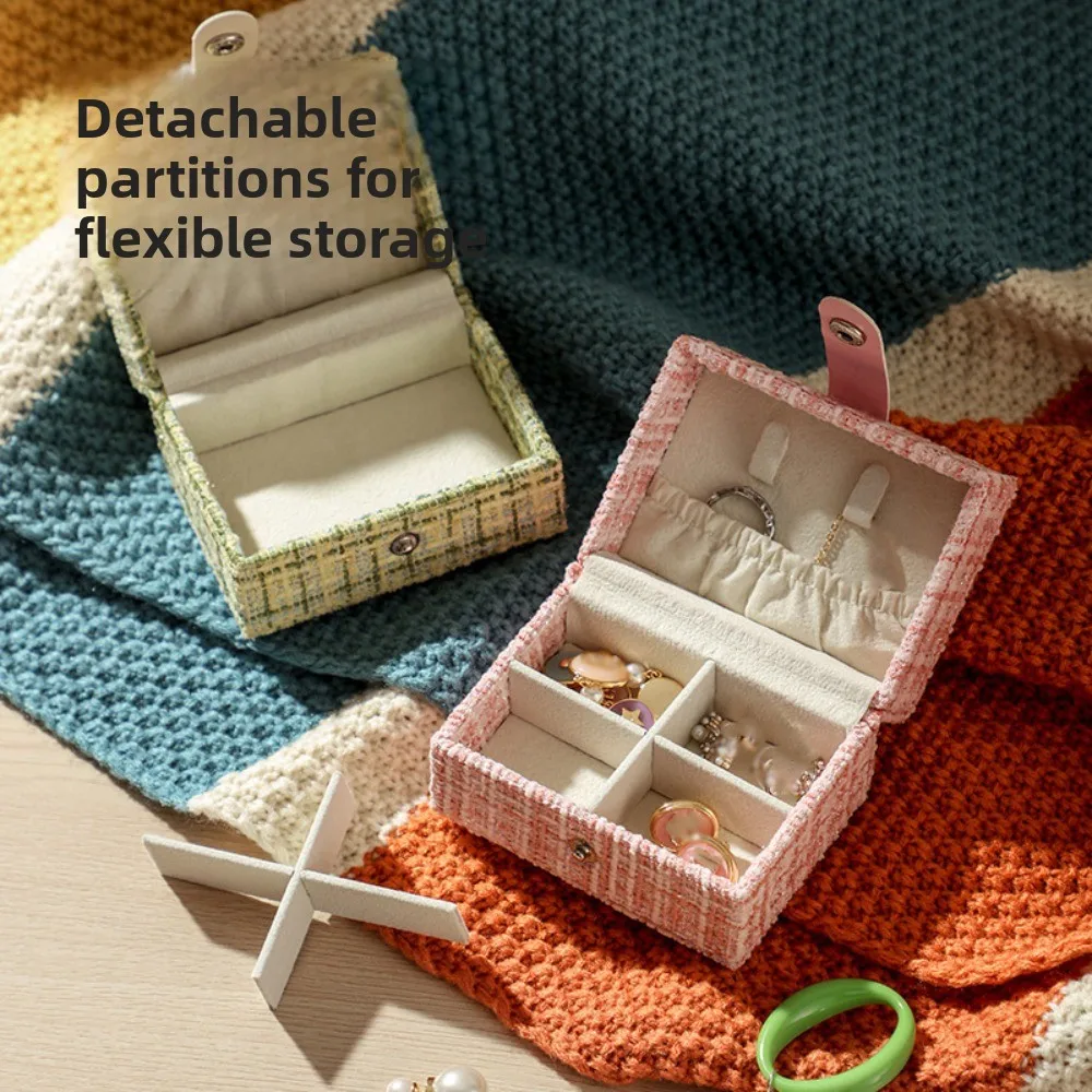 

PU Leather Jewelry Packing Bag Rings Necklace Bracelet Earrings Storage Case Jacquard Fabrics Organizer Jewelry Display Box Gift