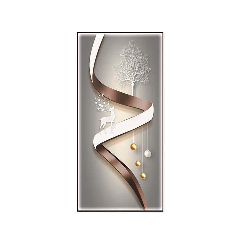 Entrance Foyer Fecoration Painting Modern Llight Luxury High-end Feeling Vertical Hanging Painting Abstract LED Wall Light