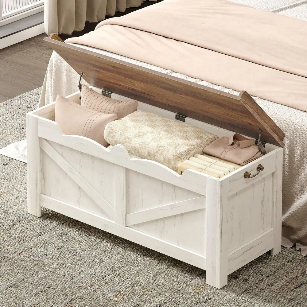

39.4 Storage, Chest, Organization And Storage, Extra Large Storage Trunk With 2 Safety Hinges, Wooden Box Bench, LiftTop Organi