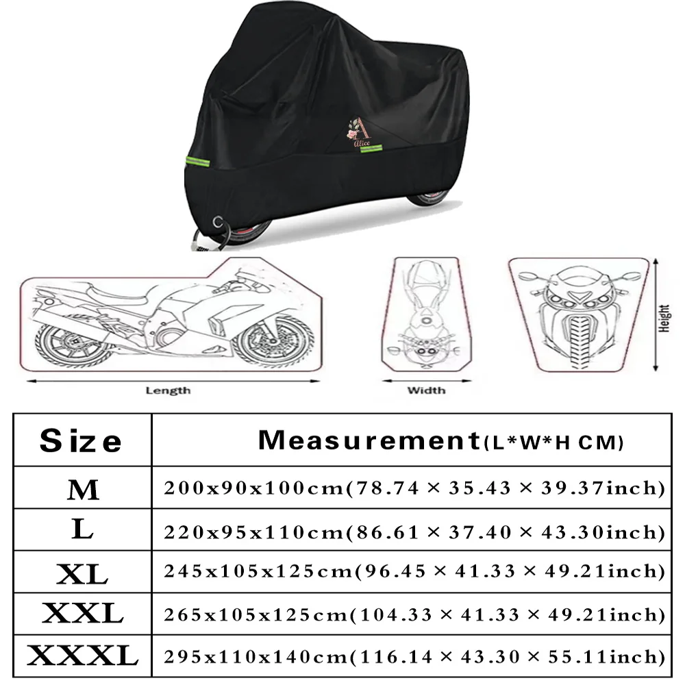 غطاء دراجة نارية عالمي غطاء حماية من الأشعة فوق البنفسجية غطاء غبار داخلي وخارجي M L XL XXL XXXL