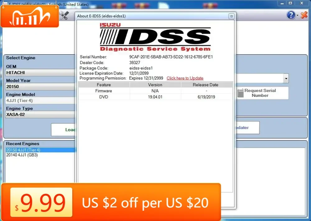 TruckEPC Isuzu E-IDSS Engineering Release 2026 - Isuzu Diagnostic Service System Supports J2534+Keygen