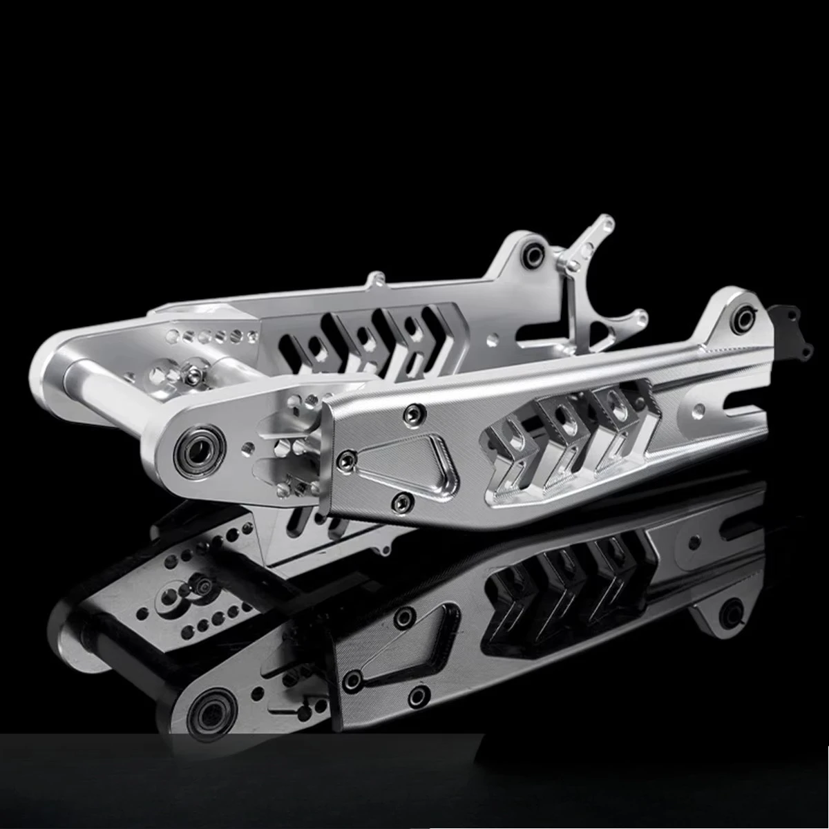 CNC Aluminum Alloy Adjustable Rear Swing Arm, Fishbone Suspension Extend Flat Fork for E-Scooter Motorcycle Niu N1s+