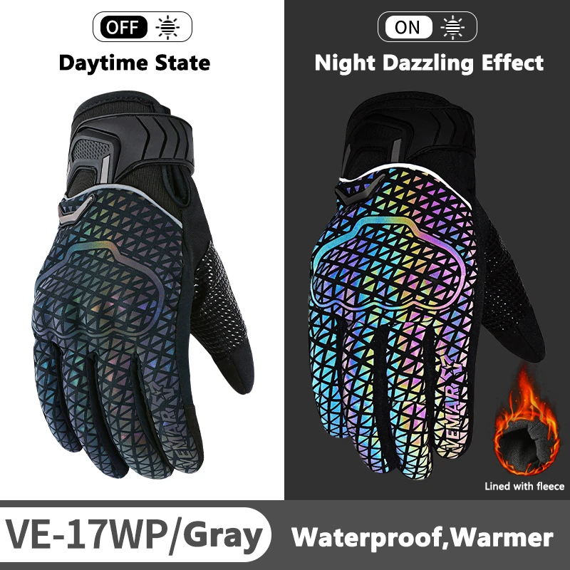 

VEMAR Winter Motorcycle Riding Warm Gloves Touchscreen Motocross Gloves Windproof Waterproof Motorbike Glove Colorful Reflective