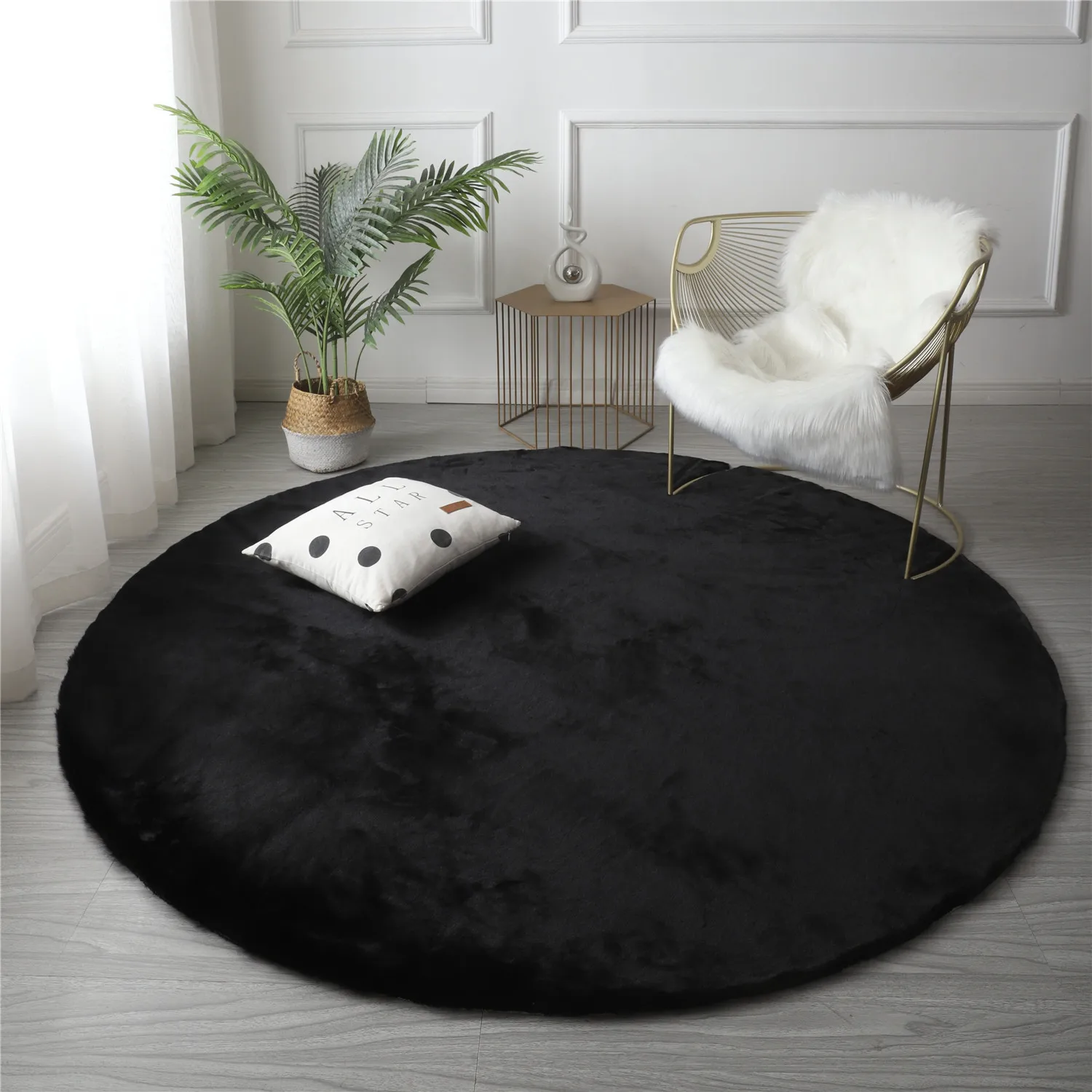 Ultra Soft Faux Rabbit Fur Area Rugs for Living Room Fuzzy Area Rug Fluffy Bedside Carpet Floor Rugs for Living Room Boy Cushion