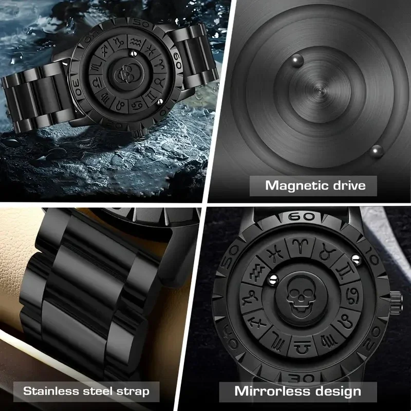 Fashion Magnetic Suspension Men Watches Stainless Steel Strap Man's Quartz Watch Reloj Hombre (Without Box) view 5