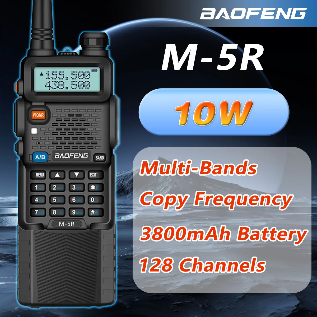 Baofeng M-5R 10W Walkie Talkie 3800mAh Battery Multi Band Wireless Copy Frequency Long Range Commutator Ham UV-5Rx K5 Two Way Ra