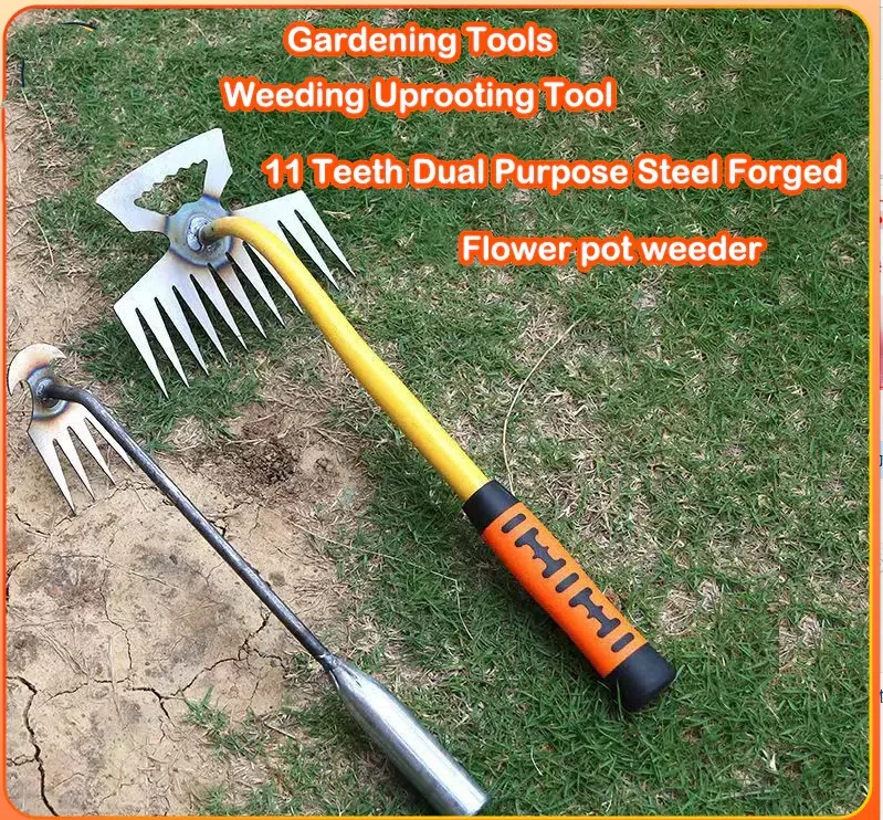 

1pc Weed Cleaning Metal Shovel Small Soil Loosening Root Weed Remover Tool 2 In 1 Garden Weeder Rake Gardening Accessories