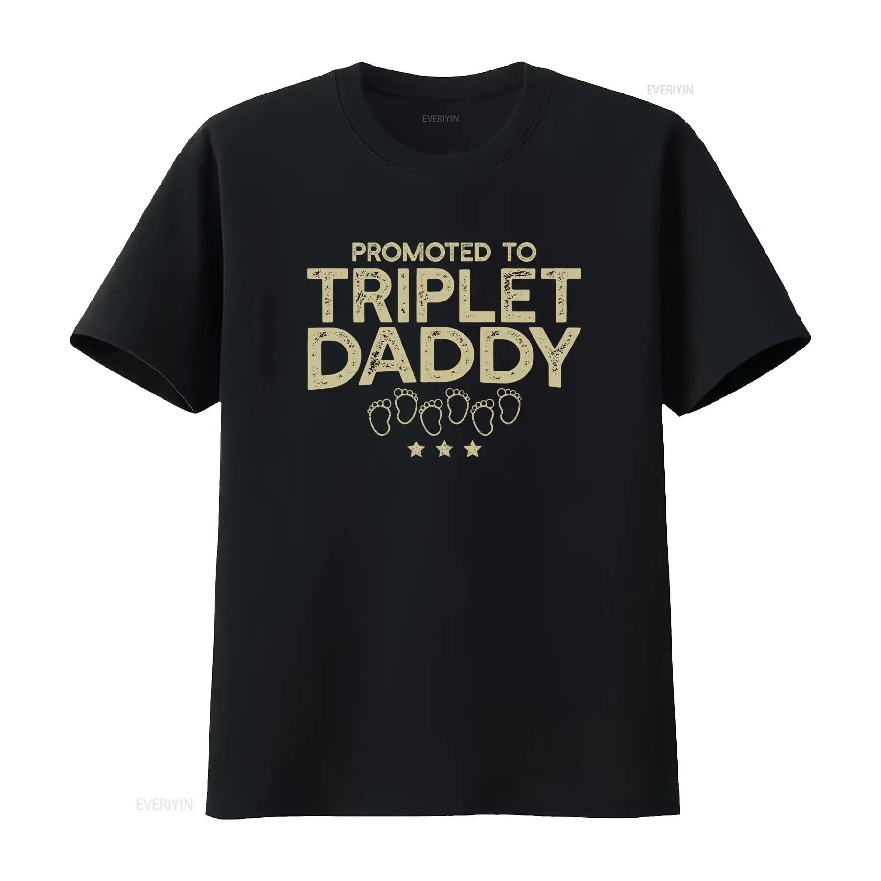 Promoted To Triplet Daddy T Shirt New Dad Of Triplets First Baby Reveal Parents Twin Pregnancy Announcement vintage Washed