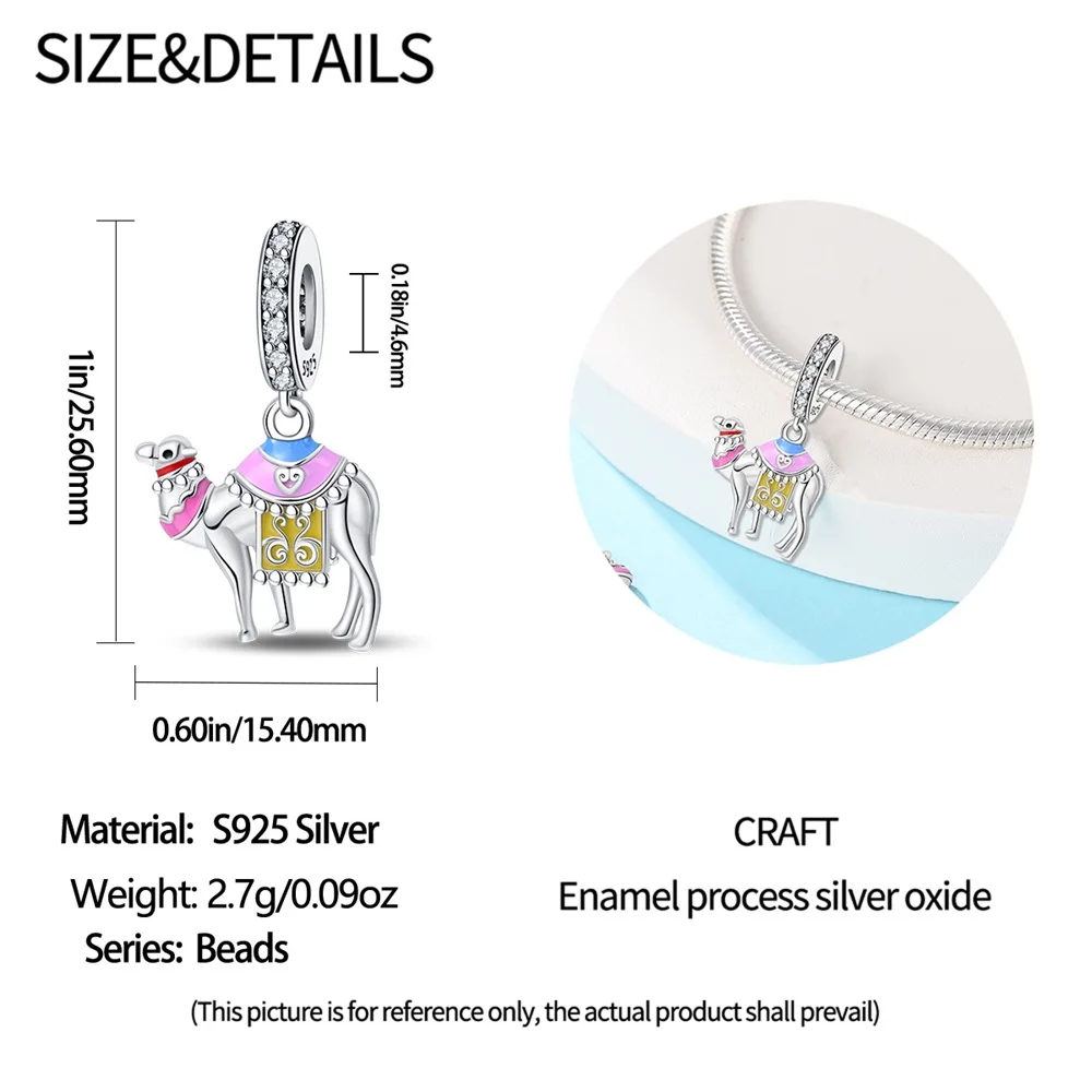 Женский браслет из серебра 925 пробы, с подвеской в виде верблюда