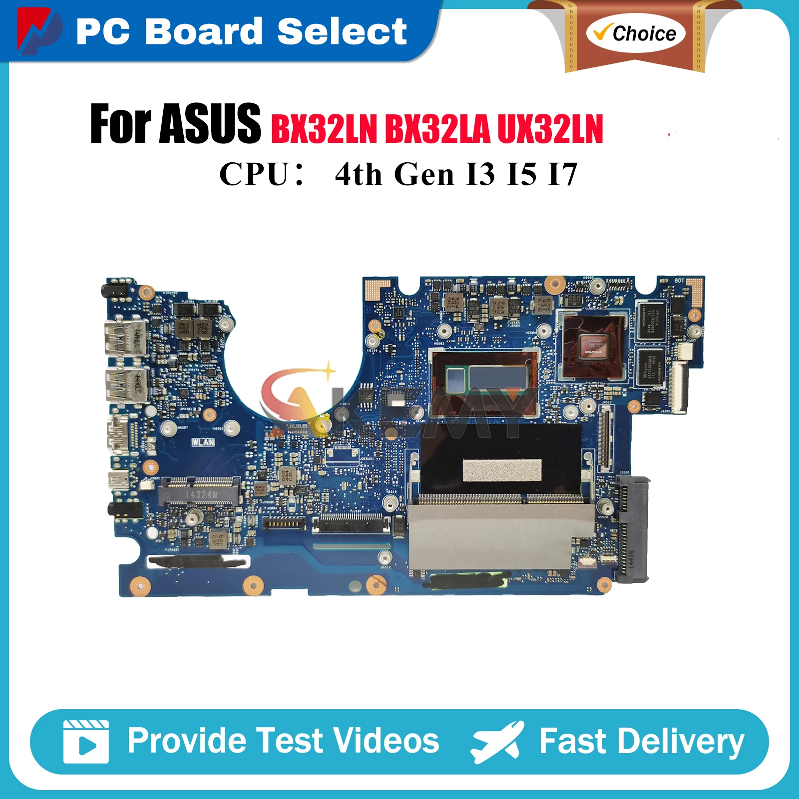 

UX32LN Laptop Motherboard For ASUS ZenBook BX32LA UX32LN BX32LN UX32L Notebook Mainboard W/ I3 I5 I7 CPU 100% tests OK fast ship