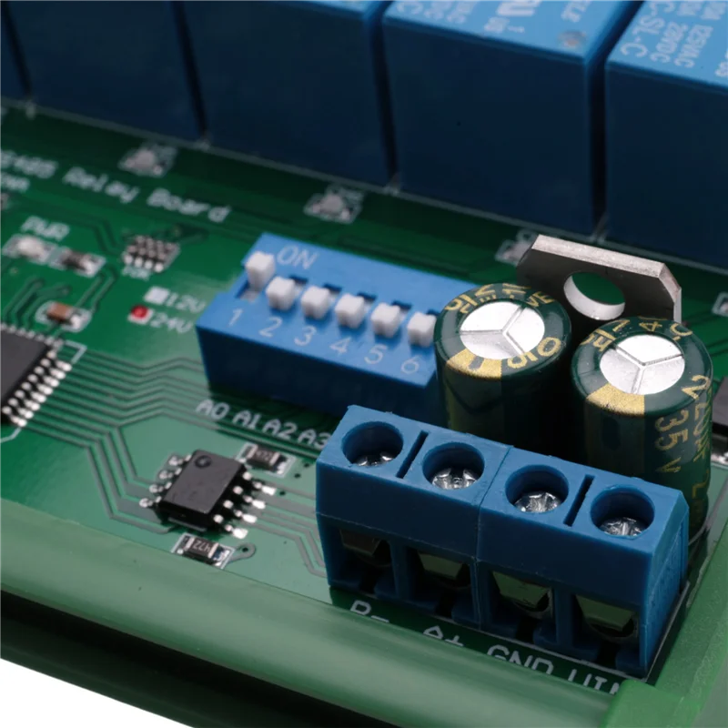 

2X DC 24 В 8-канальная релейная плата RS485 Modbus RTU UART, переключатель дистанционного управления DIN35, рельсовая коробка для управления автоматизацией ПЛК