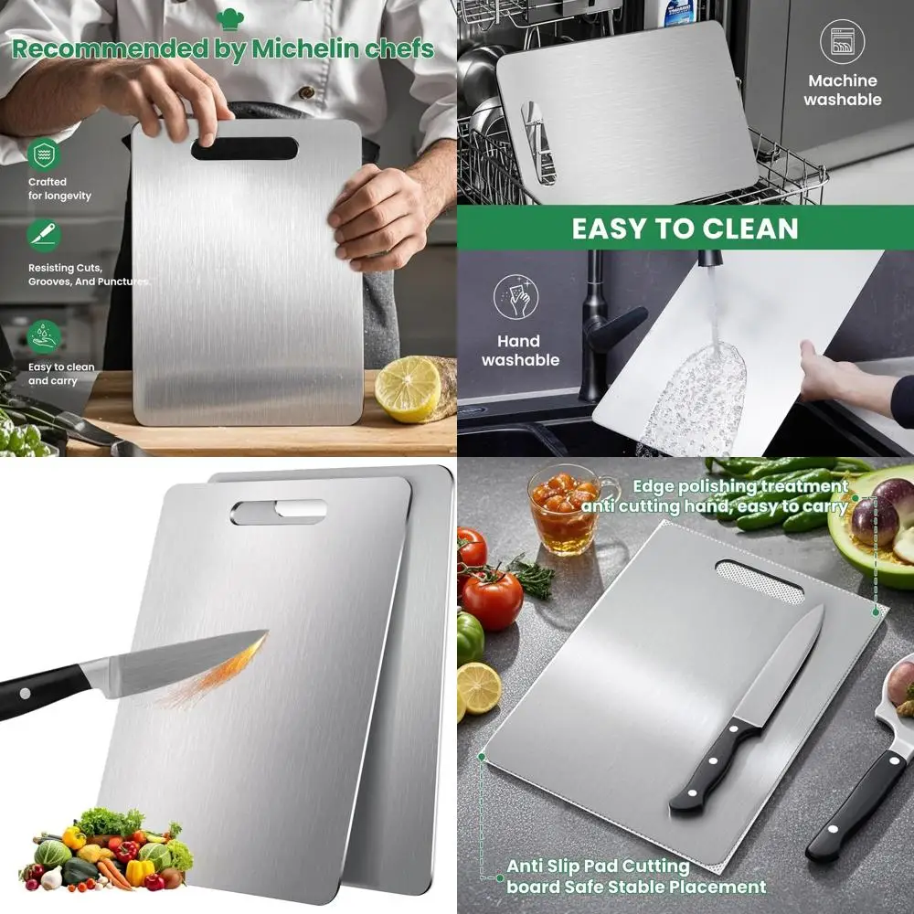 

Разделочная доска из чистого титана 18x12 дюймов — нескользящая, можно мыть в посудомоечной машине, устойчивая к царапинам, легко чистится, прочная для мяса, овощей,