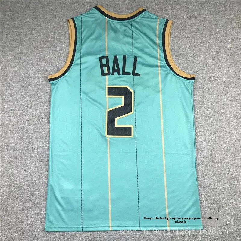 Embroidered Basketball Jersey Hornets Style Summer Running Vest Yellow Jacket Sports Team Uniform Number 2