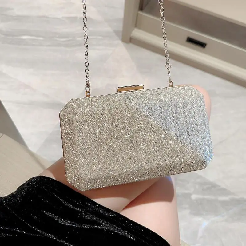 Shiny Square Box Small Shoulder Crossbody Bags For Women 2024 Luxury Party Evening Handbags And Purses Female Clutch