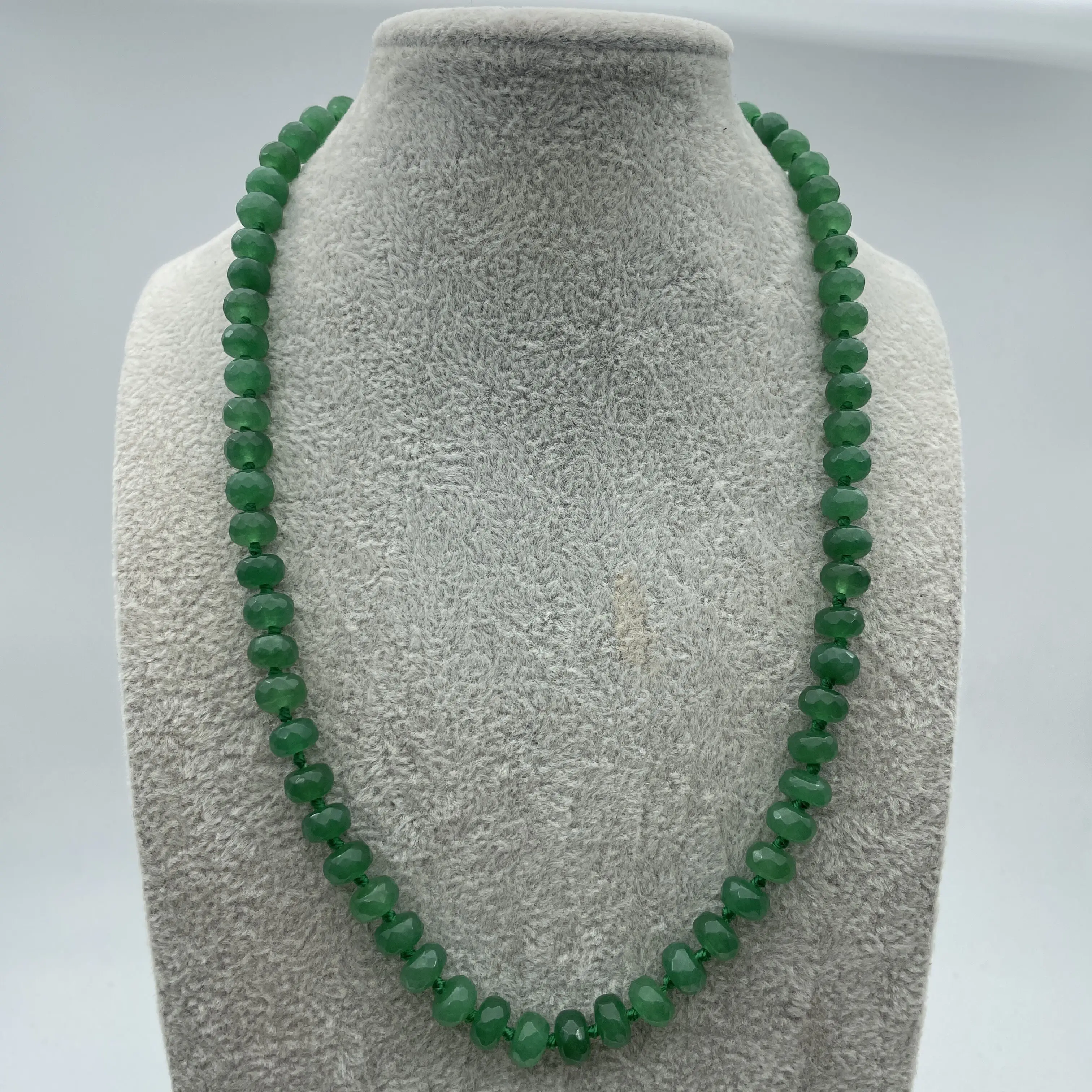 NECKLACE new Faceted 5x8mm Green Emerald Roundel Beads Necklace 18