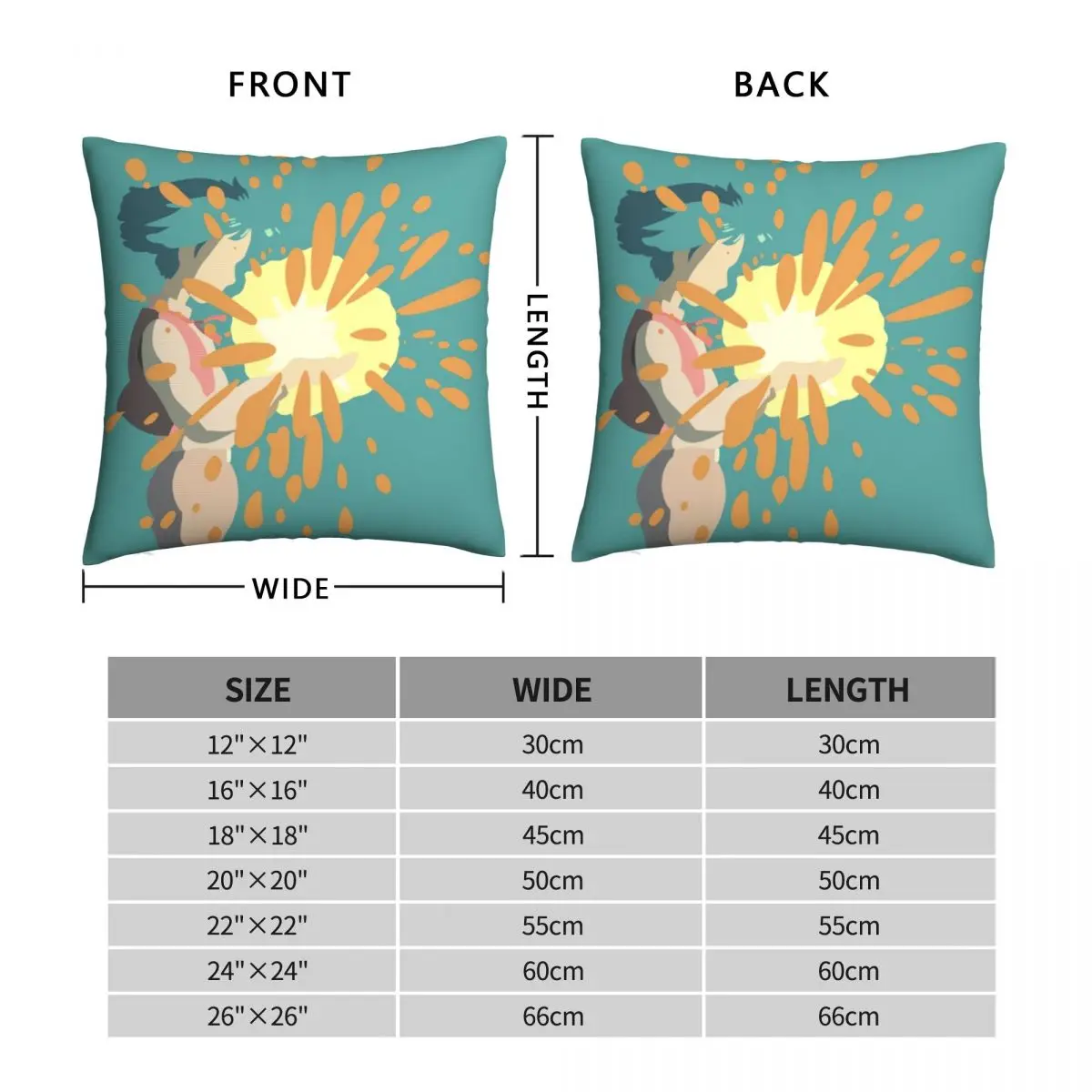 Minimal Howl Meeting Calcifer Square Pillowcase Polyester Linen Velvet Printed Zip Decor Sofa Cushion Case 18