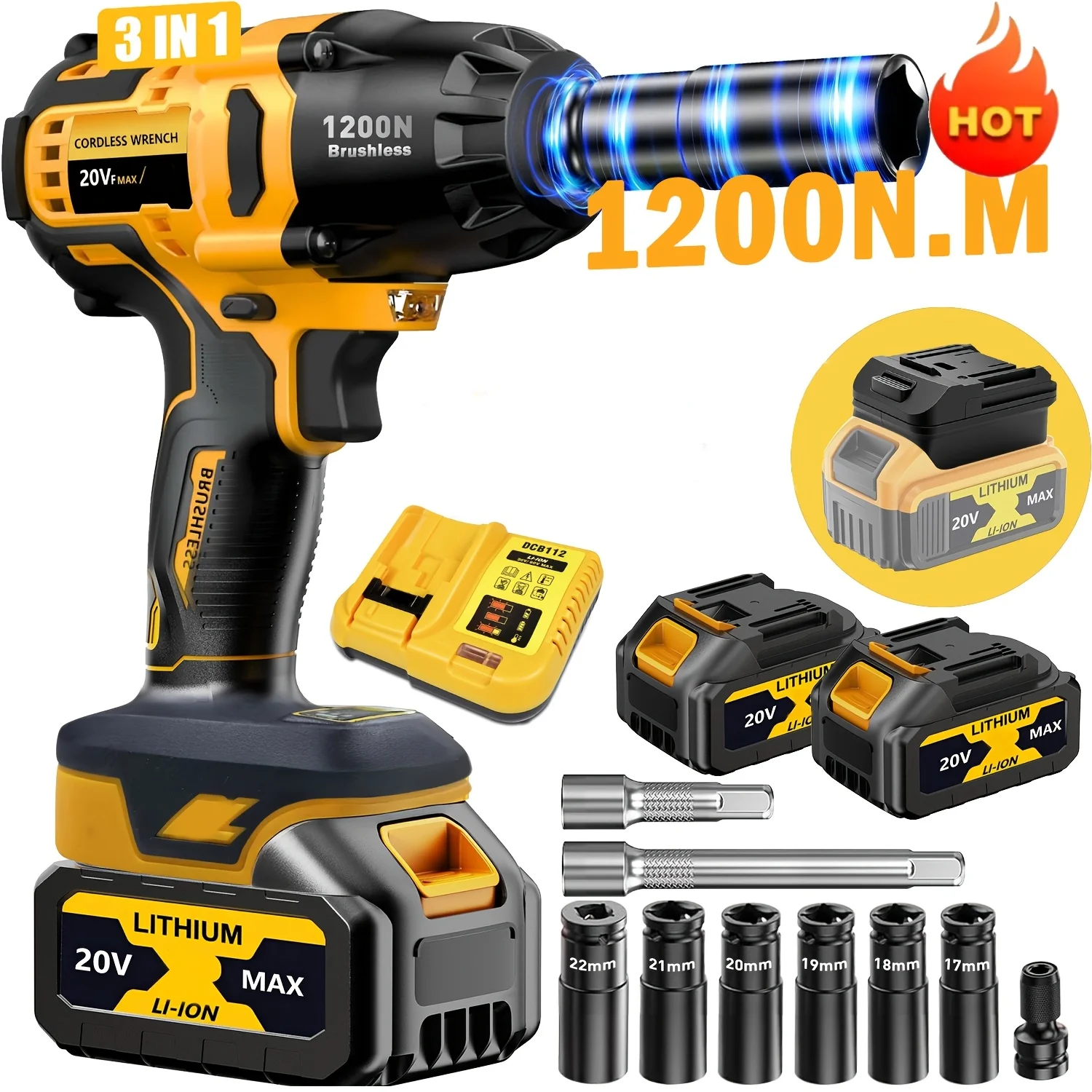 

20V Cordless Impact Wrench 3300RPM Brushless Motor, Variable Speed Control, Ideal for Auto Repair, Car, Home Upgrades, Professional Workshops, Construction Household Maintenance Holiday Gift for Dad/Husband