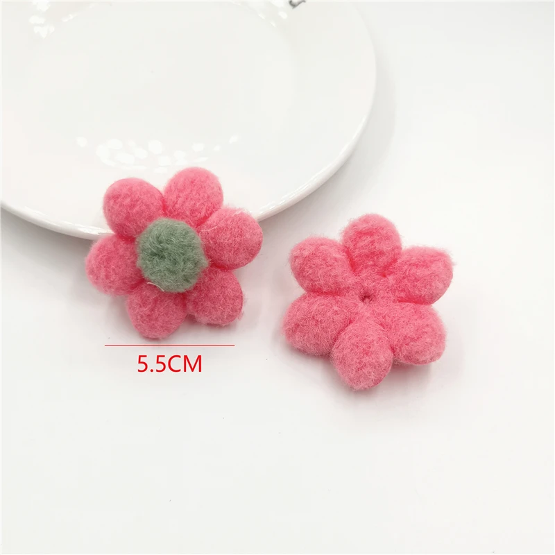 20Pcs 5.5CM Felt Flower Padded Applique For DIY Baby Hair Clip Hat Crafts Patches Decor Ornament Clothing Accessories