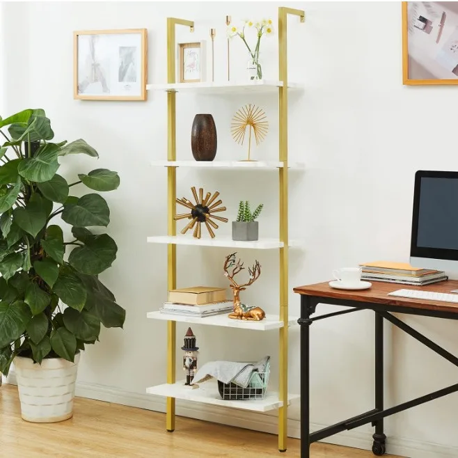 

Современная лестничная стойка 5-этажная открытая настенная книжная полка вертикальный книжный шкаф для домашнего офиса